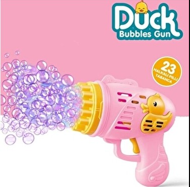 Duck Çok Delikli Pilli Köpük Atan Tabanca Oyuncağı 23 Delikli Bubble Gun