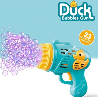 Duck Çok Delikli Pilli Köpük Atan Tabanca Oyuncağı 23 Delikli Bubble Gun