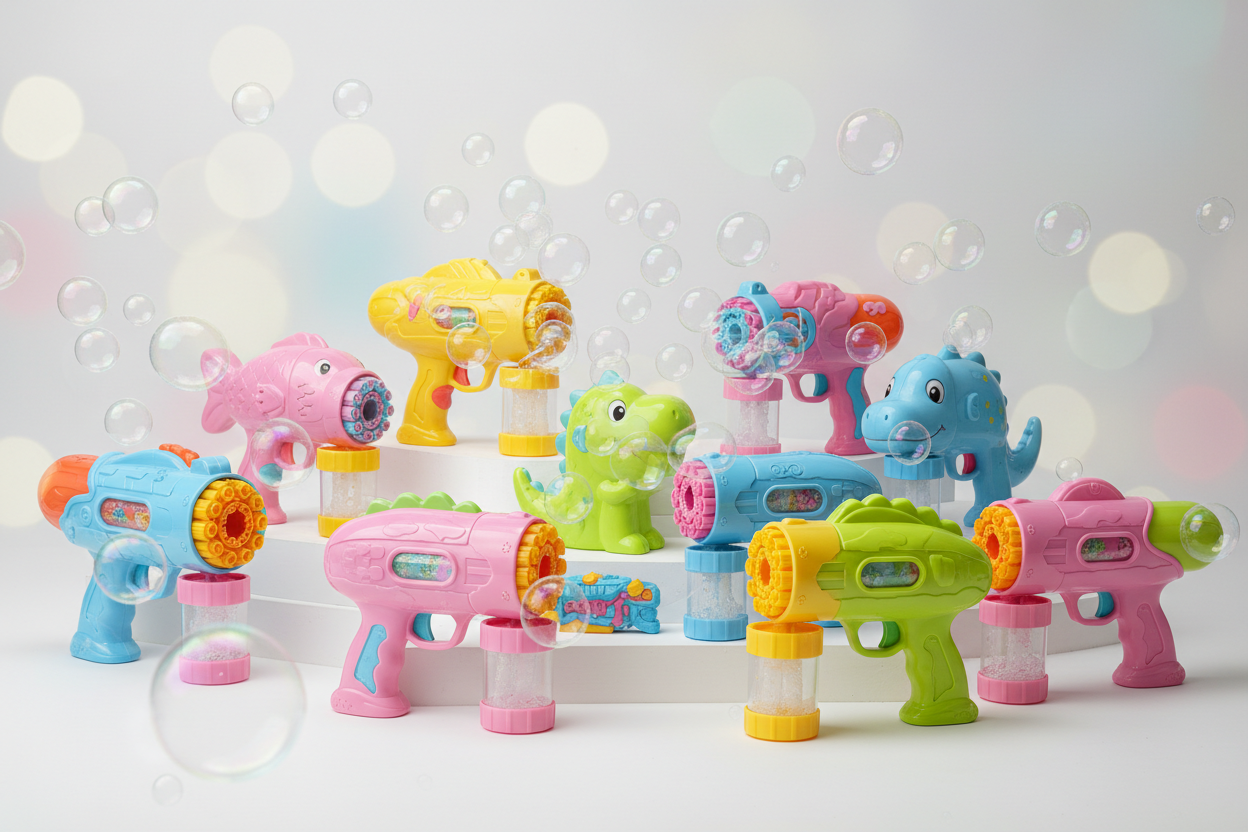 sadece baloncuk tabancası arka plana biraz daha köpük ve baloncuk tabancaları